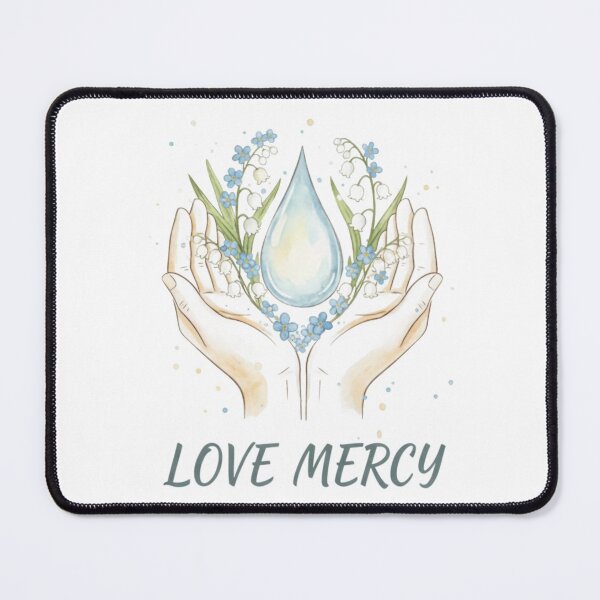 Item preview, Love Mercy Hands with Water Drop and Flowers Christian Art. designed and sold by loveandlightrb.