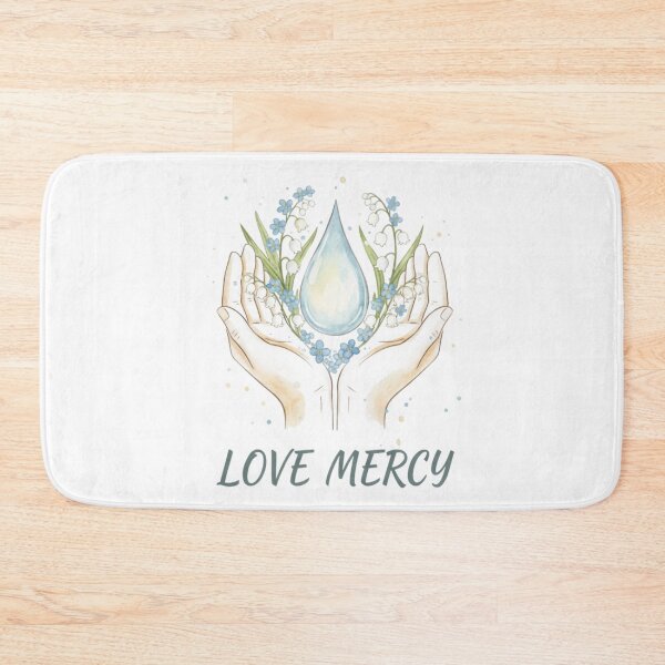 Item preview, Love Mercy Hands with Water Drop and Flowers Christian Art. designed and sold by loveandlightrb.