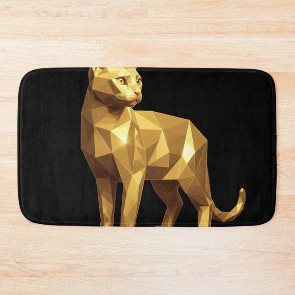 Item preview, Golden geometric cat sculpture designed and sold by bsbd-action.