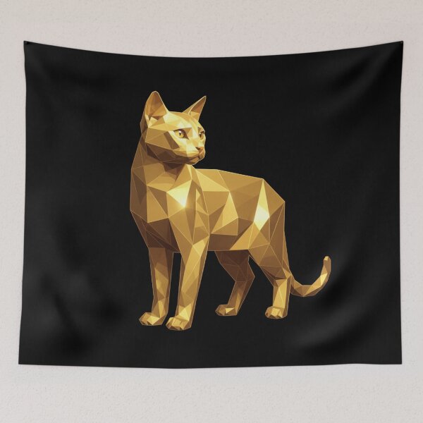 Item preview, Golden geometric cat sculpture designed and sold by bsbd-action.