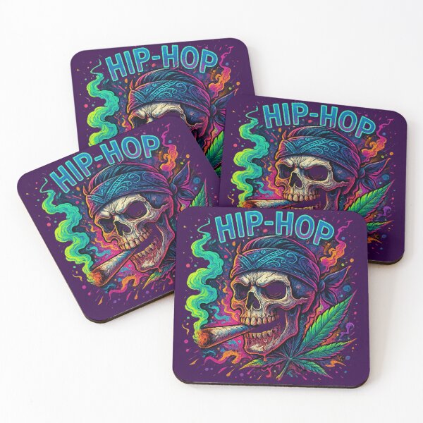 Item preview, Hip-hop skull with bandana, joint & cannabis leaf – brutal urban design designed and sold by BlueB420.