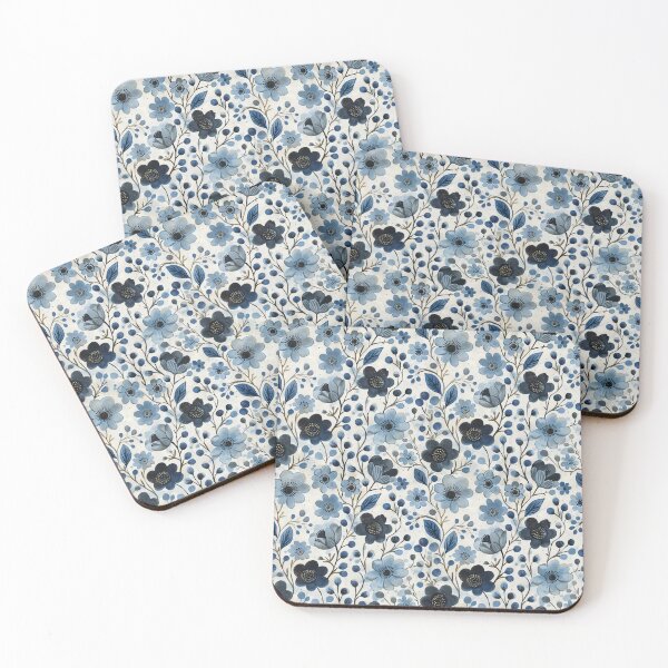 Item preview, Whimsical Baby Blue and Black Floral designed and sold by Windmill Wildflowers.