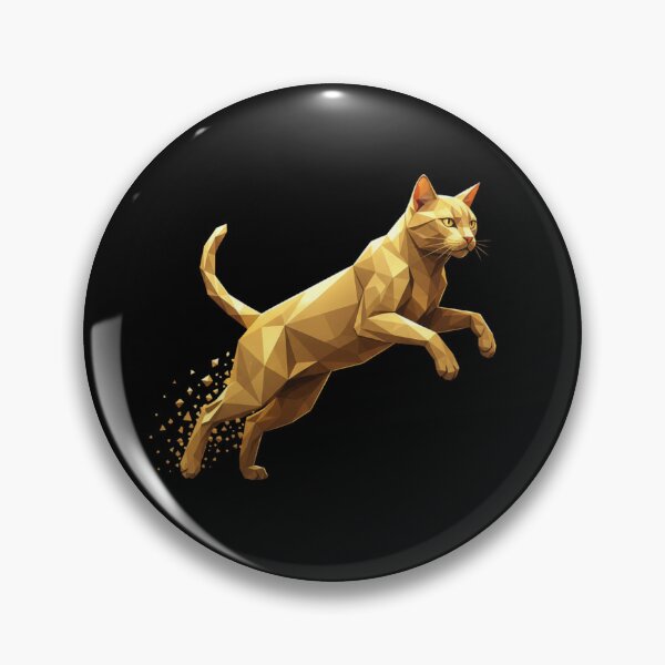 Item preview, Geometric golden cat in jump designed and sold by bsbd-action.