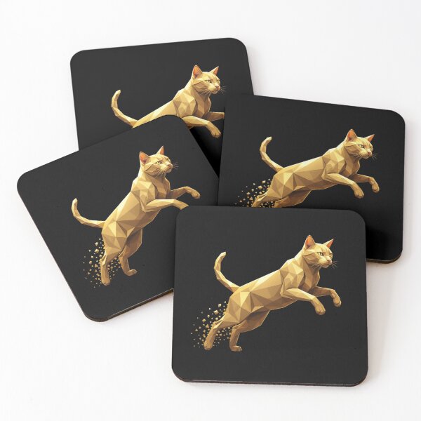 Item preview, Geometric golden cat in jump designed and sold by bsbd-action.