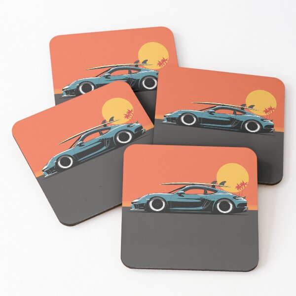 Item preview, Porsche 718 Cayman Surf Beach Illustration designed and sold by blackdogshop.