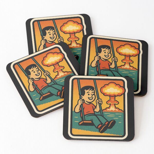 Item preview, Retro Dark Humor Sticker – Child on Swing with Nuclear Explosion, Funny Cozy Apocalypse Aesthetic designed and sold by JacobKAurumhead.