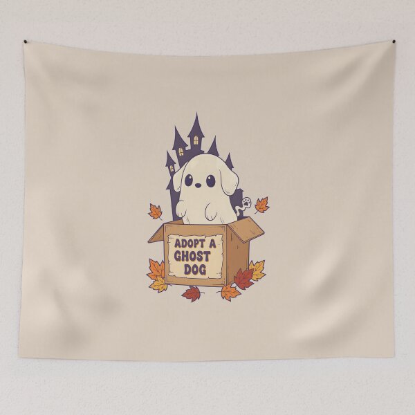 Item preview, Adopt a Cute Ghost Dog Halloween Illustration designed and sold by El Hermano Gym.