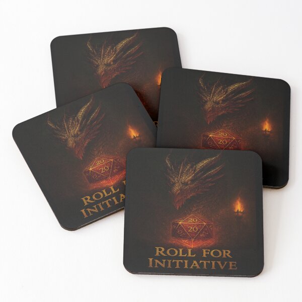Item preview, Epicki Smok i Magiczna Kość d20 z Pochodnią – „Roll for Initiative” Fantasy RPG designed and sold by Pandomino Studio.