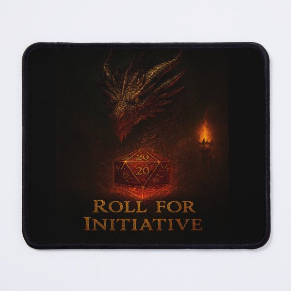 Item preview, Epicki Smok i Magiczna Kość d20 z Pochodnią – „Roll for Initiative” Fantasy RPG designed and sold by Pandomino Studio.