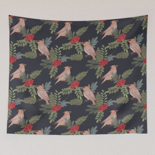 Item preview, Hand Drawn Bird & Berry Seamless Pattern | Vintage Nature Illustration, Woodland Wildlife Fabric & Wallpaper Design designed and sold by Ilikeiwantilove.