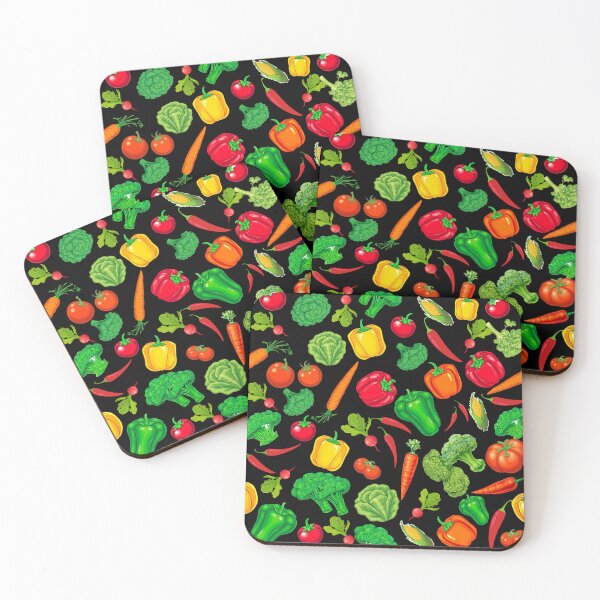 Item preview, Colorful Vegetable Pattern – Healthy Food Design - BLACK designed and sold by PAPIRO SIGLO XXI.