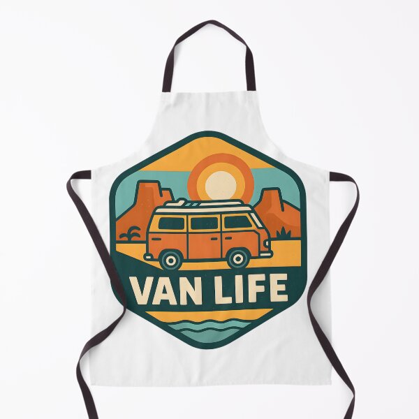 Item preview, Van Life Desert Badge — Orange Vintage Camper designed and sold by MisterHelmut.