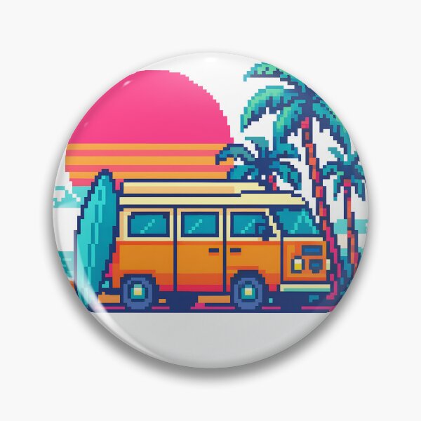 Item preview, Miami Beach Pixel Art Camper Van – Surf Sunset (8-bit Retro) designed and sold by MisterHelmut.
