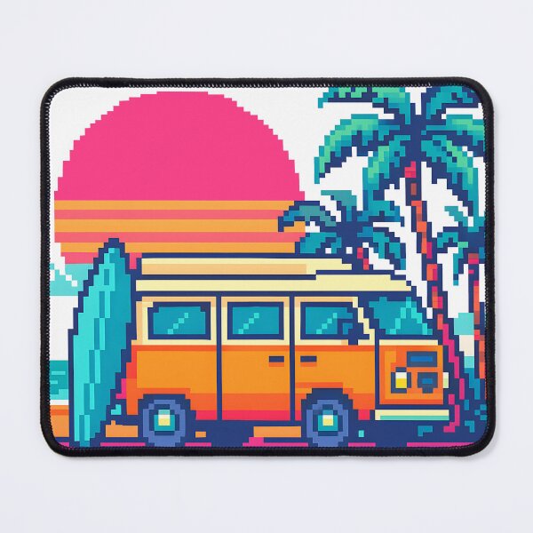 Item preview, Miami Beach Pixel Art Camper Van – Surf Sunset (8-bit Retro) designed and sold by MisterHelmut.
