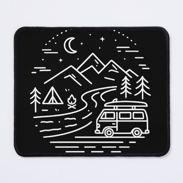 Item preview, Minimalist Camper Van & Mountains Line Art designed and sold by MisterHelmut.