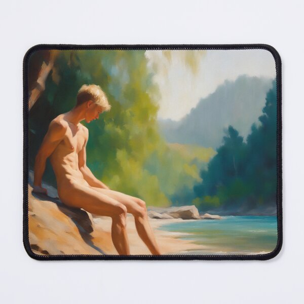 Item preview, Man Sitting by Serene River designed and sold by Pin-UpBoys.