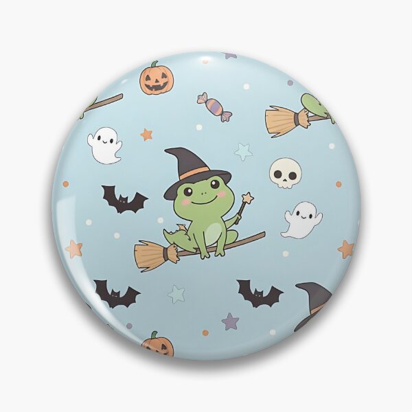 Item preview, Cute Halloween Witch Frog Pattern with Pumpkins Ghosts and Bats designed and sold by ArtDesignTp.