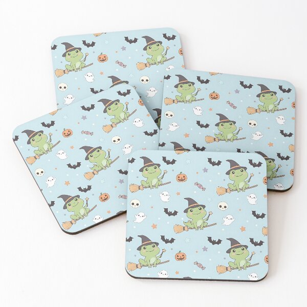 Item preview, Cute Halloween Witch Frog Pattern with Pumpkins Ghosts and Bats designed and sold by ArtDesignTp.