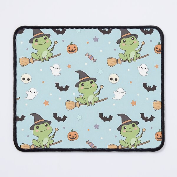 Item preview, Cute Halloween Witch Frog Pattern with Pumpkins Ghosts and Bats designed and sold by ArtDesignTp.