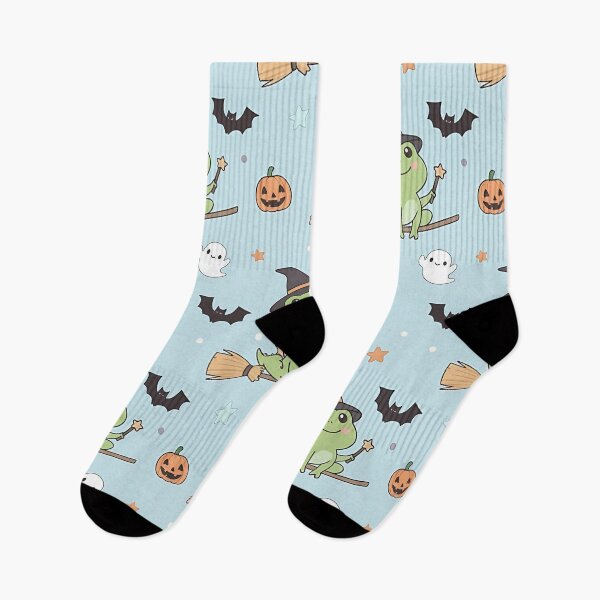 Item preview, Cute Halloween Witch Frog Pattern with Pumpkins Ghosts and Bats designed and sold by ArtDesignTp.