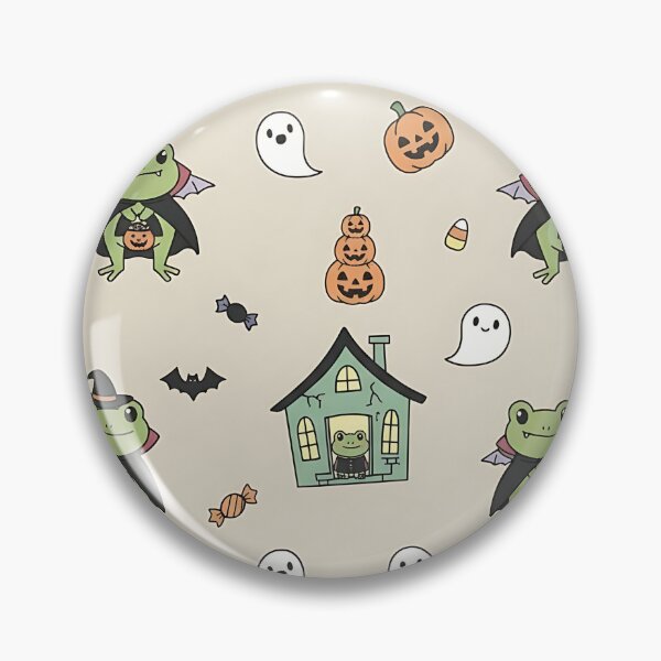 Item preview, Cute Halloween Vampire Frog Pattern with Haunted Houses Ghosts and Pumpkins designed and sold by ArtDesignTp.