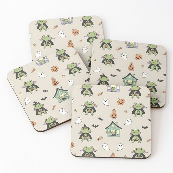 Item preview, Cute Halloween Vampire Frog Pattern with Haunted Houses Ghosts and Pumpkins designed and sold by ArtDesignTp.