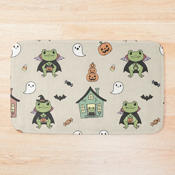 Item preview, Cute Halloween Vampire Frog Pattern with Haunted Houses Ghosts and Pumpkins designed and sold by ArtDesignTp.