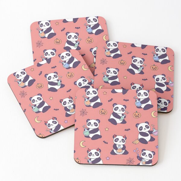 Item preview, Cute Halloween Panda Pattern with Potions Pumpkins Bats and Spider Webs designed and sold by ArtDesignTp.