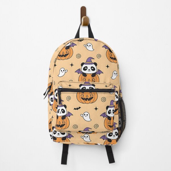 Item preview, Cute Halloween Panda Pumpkin Pattern with Ghosts Bats and Witch Hat designed and sold by ArtDesignTp.