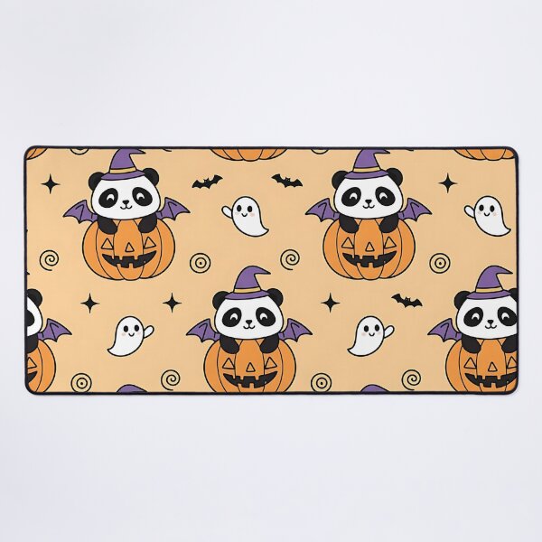 Item preview, Cute Halloween Panda Pumpkin Pattern with Ghosts Bats and Witch Hat designed and sold by ArtDesignTp.