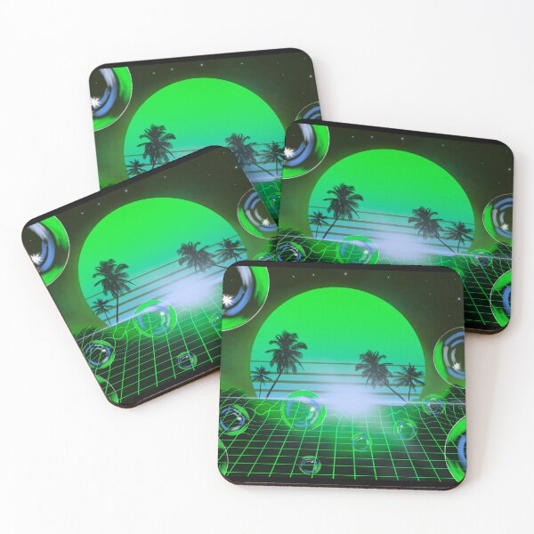 Item preview, Green Vaporwave Planet with Bubbles designed and sold by The Frog Pond Arts.