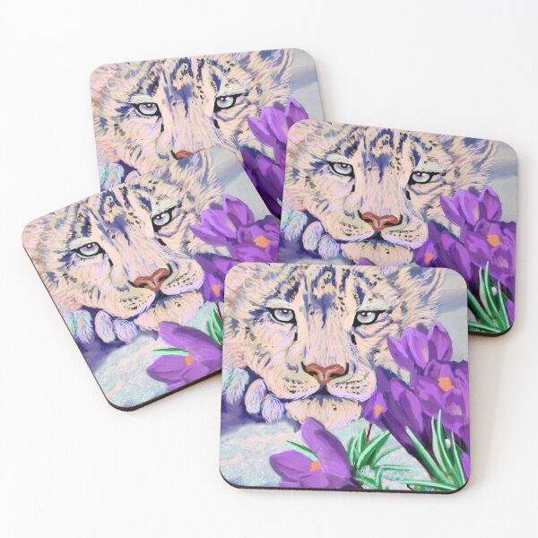 Item preview, Snow Leopard with Crocuses designed and sold by Michelle  Krause.