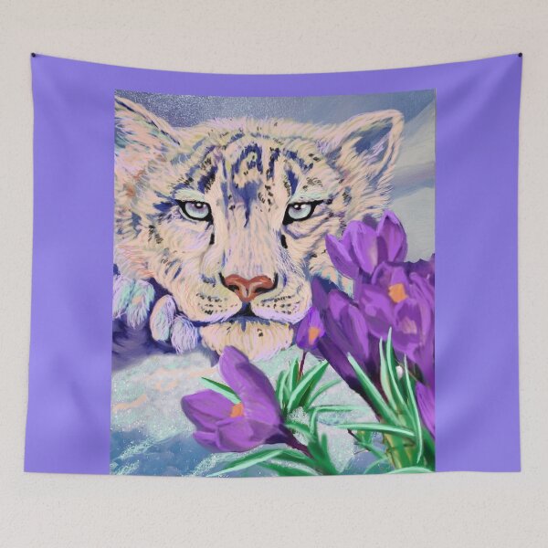 Item preview, Snow Leopard with Crocuses designed and sold by Michelle  Krause.