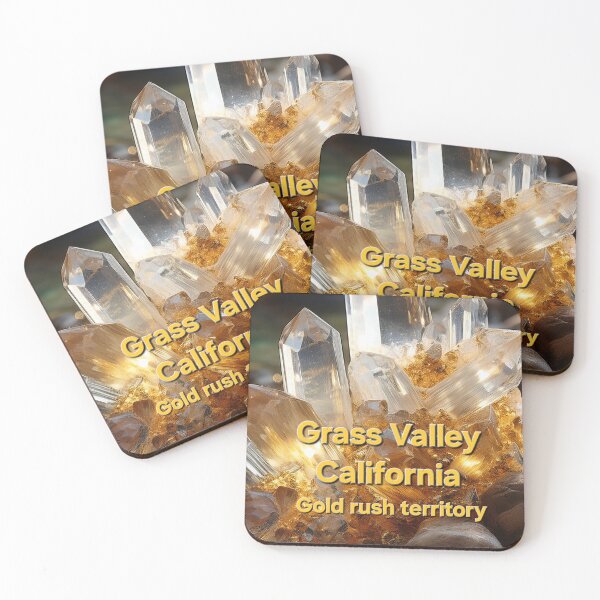 Item preview, Grass valley California Goldrush territory Cluster of Quartz Crystal Points with Gold Veins designed and sold by PEACELOVERSART.