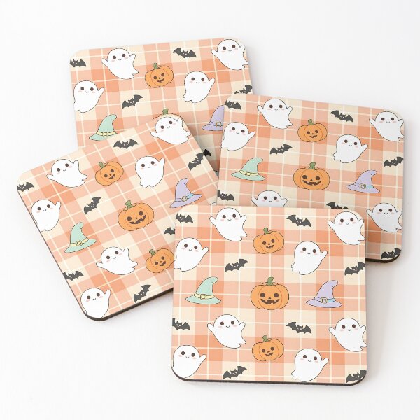 Item preview, Cute Halloween Ghost and Pumpkin Pattern with Bats and Witch Hats designed and sold by ArtDesignTp.