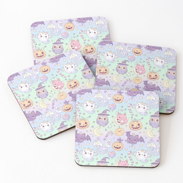 Item preview, Cute Halloween Cat Witch Pattern with Pumpkins Moons and Stars designed and sold by ArtDesignTp.