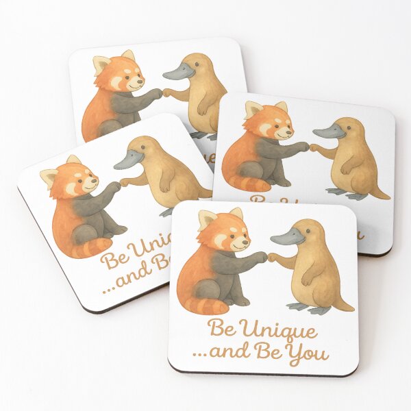 Item preview, Be Unique …and Be You – Red Panda and Platypus Watercolor designed and sold by MforMontessori.