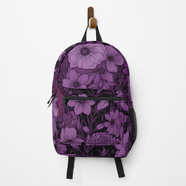 Item preview, Elegant Purple Floral Pattern on Black designed and sold by ShabanMerch.