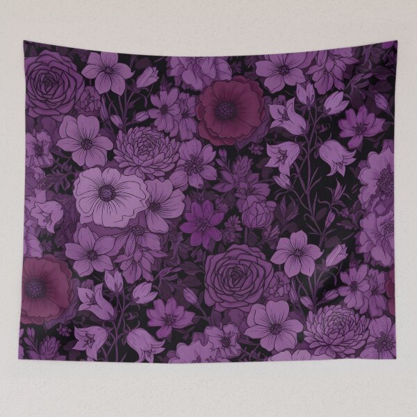 Item preview, Elegant Purple Floral Pattern on Black designed and sold by ShabanMerch.