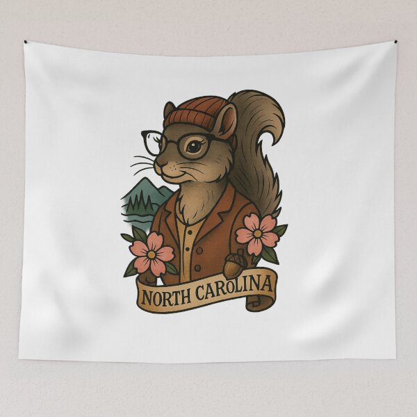 Item preview, North Carolina Gray Squirrel State Mammal – Dogwood Flower – Fifty Nifty Collection designed and sold by Zippitydodads.