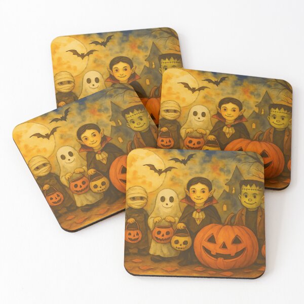 Item preview, Classic monsters trick-or-treating with pumpkins Jigsaw designed and sold by ArtComixHaven.