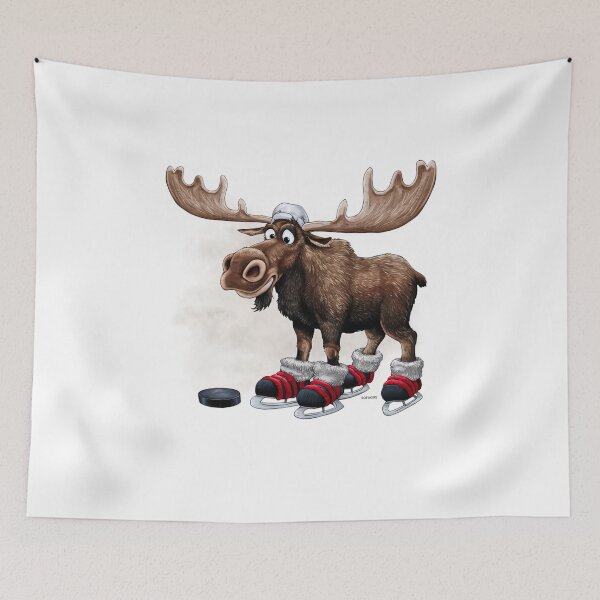 Item preview, Silly Moose Ready to Play Hockey – Funny Canadian Sports Illustration designed and sold by SOFAGIRL COLLECTIONS.
