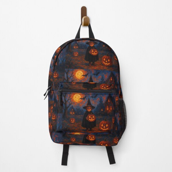 Item preview, Child Witch with Pumpkins and Haunted House Jigsaw designed and sold by ArtComixHaven.