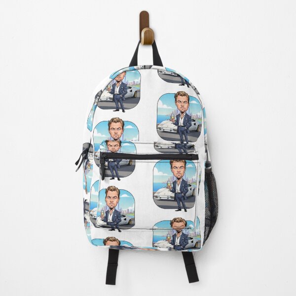 Item preview, Leonardo DiCaprio's Hilarious Wolf of Wall Street Caricature in front of a white 1989 Lamborghini Countach 25th Anniversary Edition designed and sold by vectorlove.