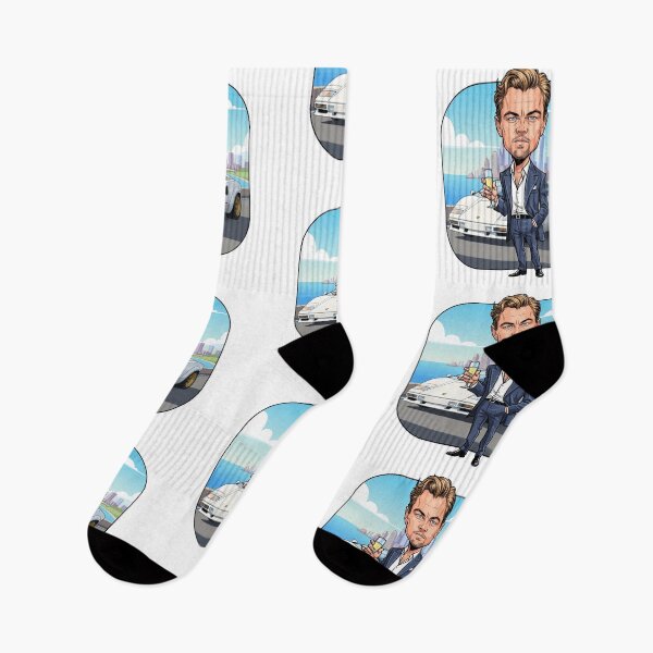 Item preview, Leonardo DiCaprio's Hilarious Wolf of Wall Street Caricature in front of a white 1989 Lamborghini Countach 25th Anniversary Edition designed and sold by vectorlove.
