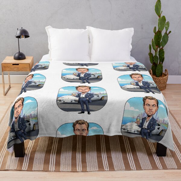Item preview, Leonardo DiCaprio's Hilarious Wolf of Wall Street Caricature in front of a white 1989 Lamborghini Countach 25th Anniversary Edition designed and sold by vectorlove.
