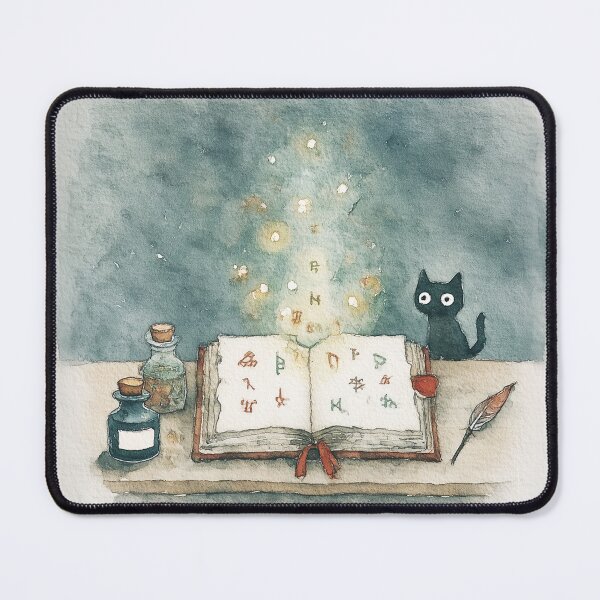 Item preview, Enchanted Spellbook and Curious Cat designed and sold by Dusk Atelier.