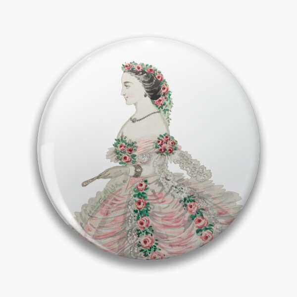Item preview, 1860s lady in pink dress with roses designed and sold by Historical Beauty.
