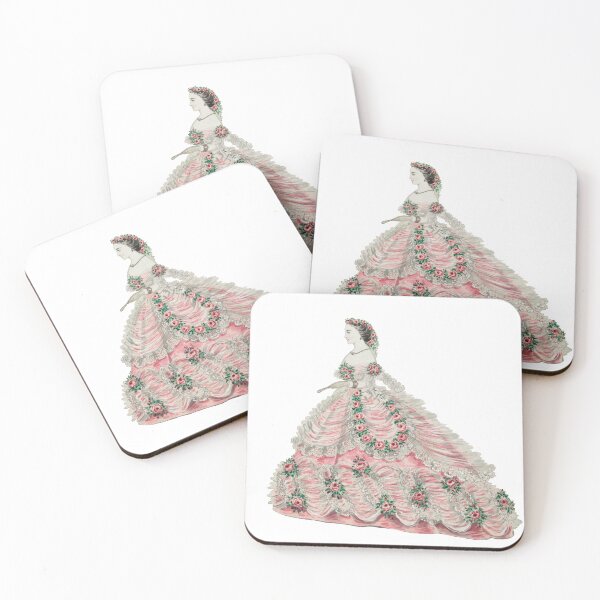 Item preview, 1860s lady in pink dress with roses designed and sold by Historical Beauty.