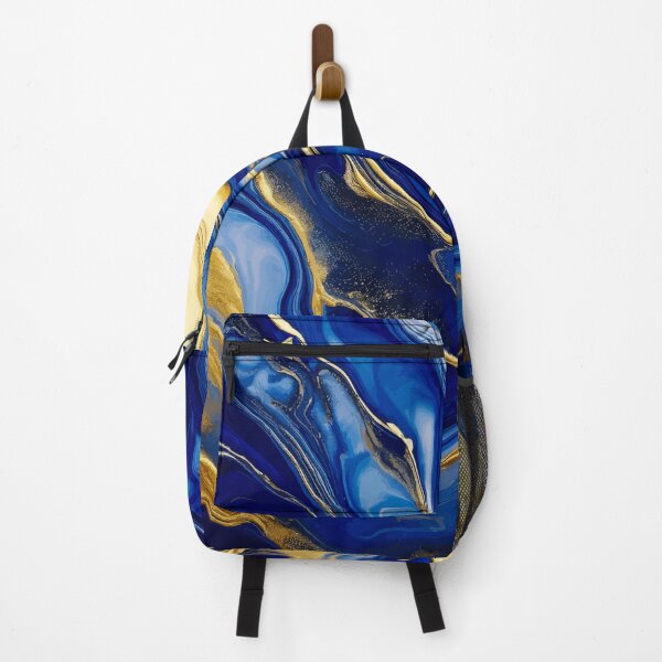 Item preview, Blue and Gold Abstract Fluid Acrylic Paint Pour designed and sold by Vicky Brago-Mitchell®.
